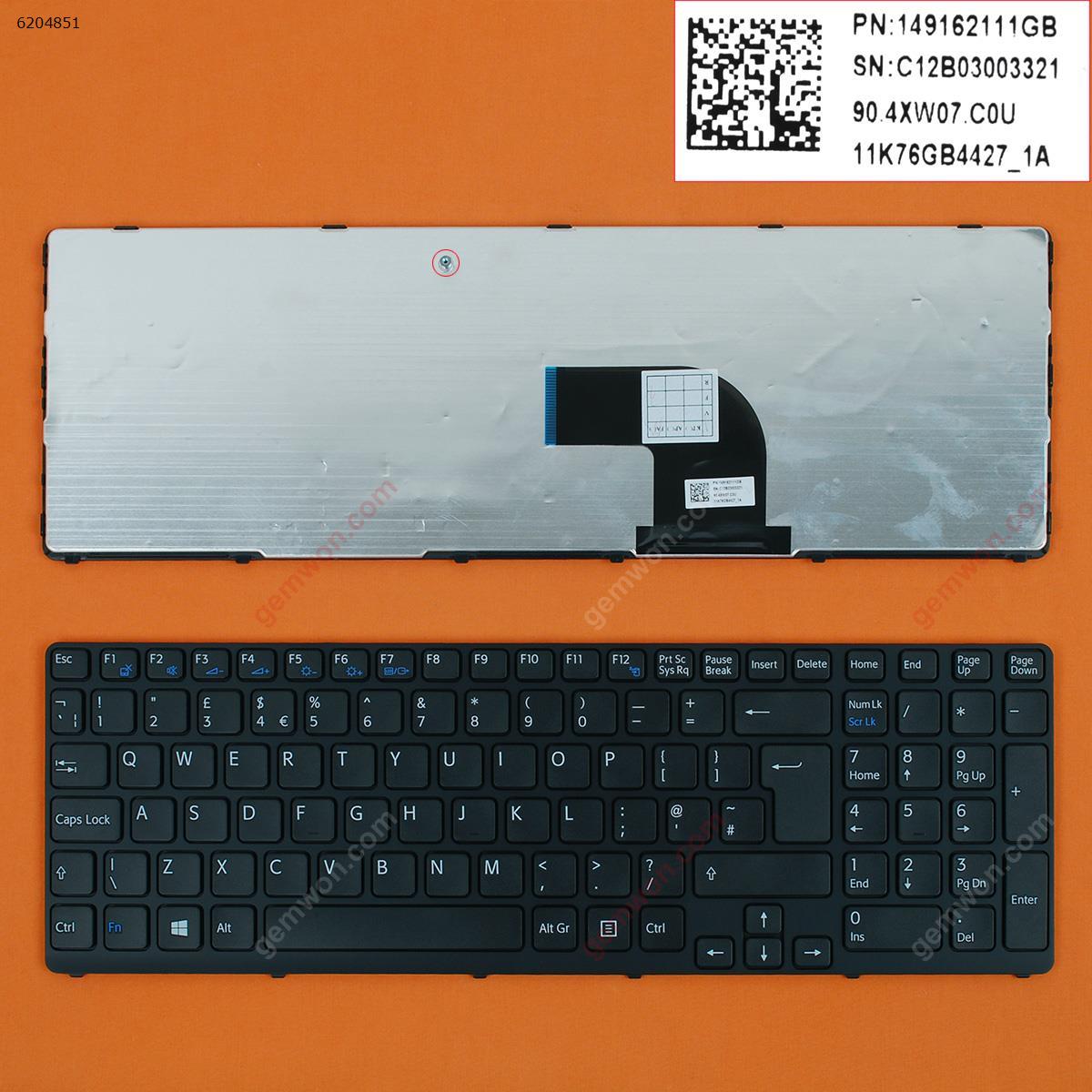 Picture of New Replacement Laptop Keyboard For SONY SVE17 BLACK FRAME BLACK WIN8 Uk Layout