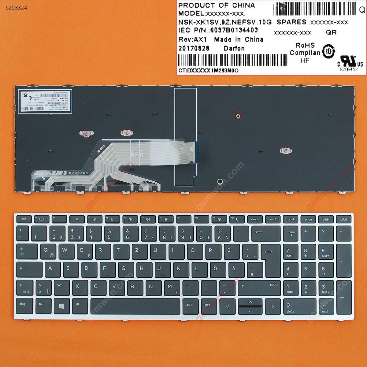 Picture of New Replacement Laptop Keyboard For HP Probook 450 G5 455 G5 470 G5 SILVER FRAME BLACK WIN8 GR Layout