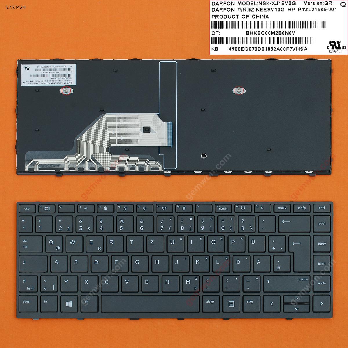 Picture of New Replacement Laptop Keyboard For HP Probook 430 G5 440 G5 445 G5 BLACK FRAME BLACK WIN8 GR Layout