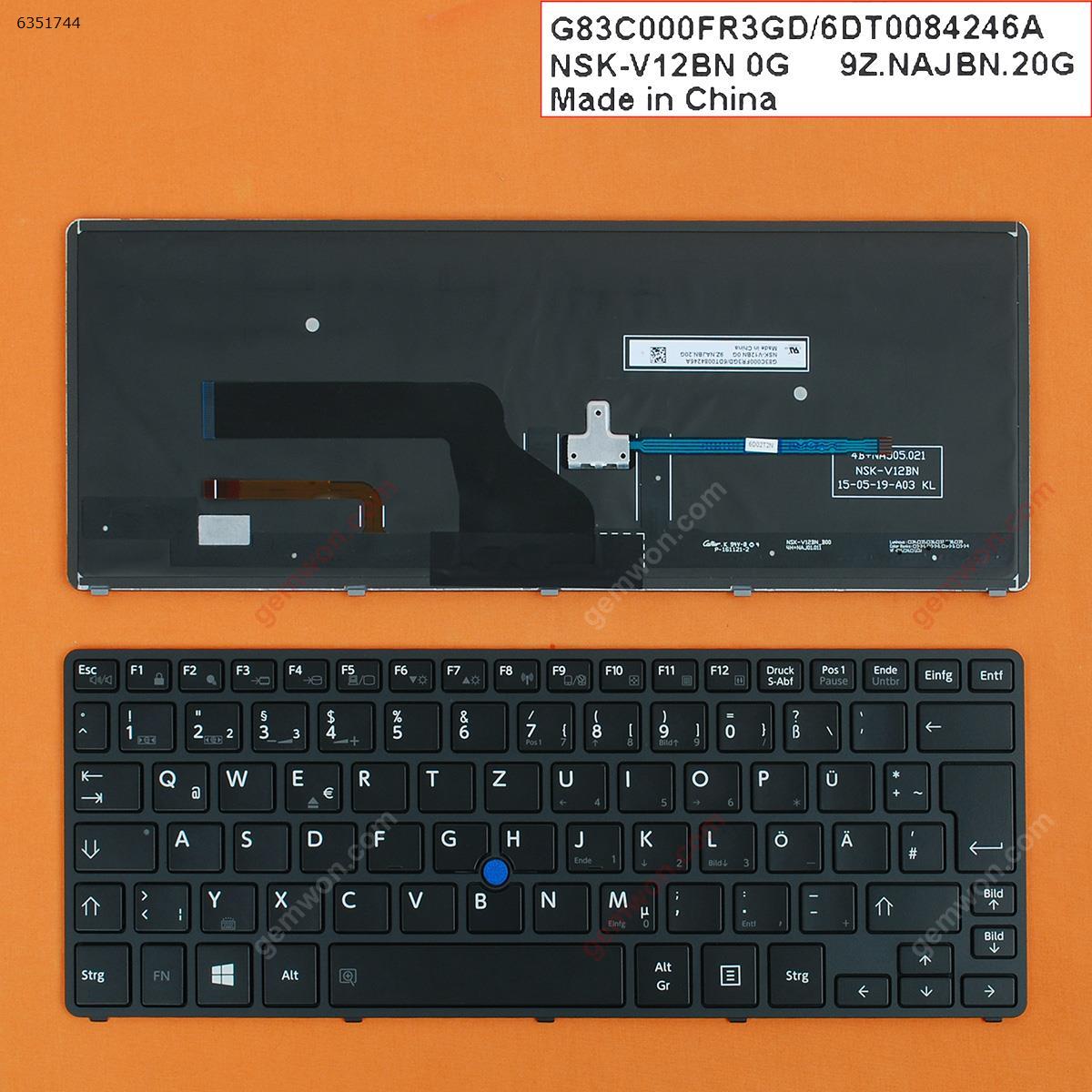 Picture of New Replacement Laptop Keyboard For Toshiba Portege Z20T-B Z20T-B2110 Z20T-B2111 Z20T-B2112 BLACK FRAME BLACK(Backlit,For Win8,With Point stick) GR Layout
