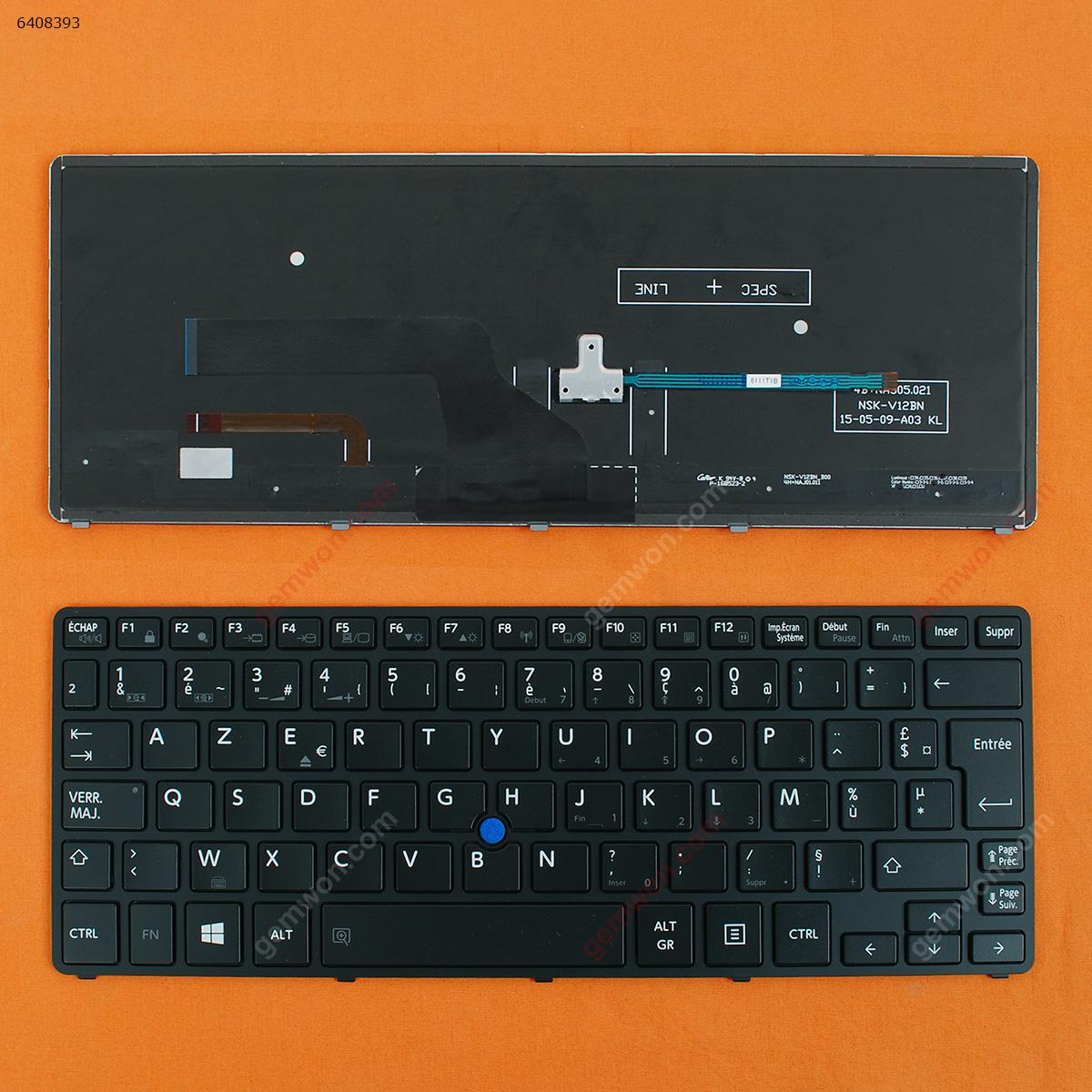 Picture of New Replacement Laptop Keyboard For Toshiba Portege Z20T-B Z20T-B2110 Z20T-B2111 Z20T-B2112 BLACK FRAME BLACK(Backlit,For Win8,With Point stick) FR Layout