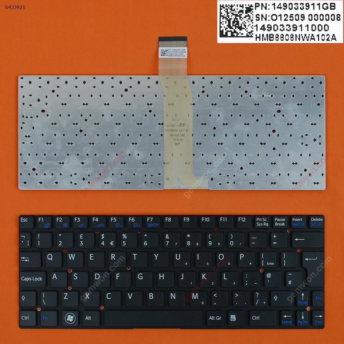 Picture of New Replacement Laptop Keyboard For SONY SVT11 BLACK(without FRAME,WIN8) Uk Layout