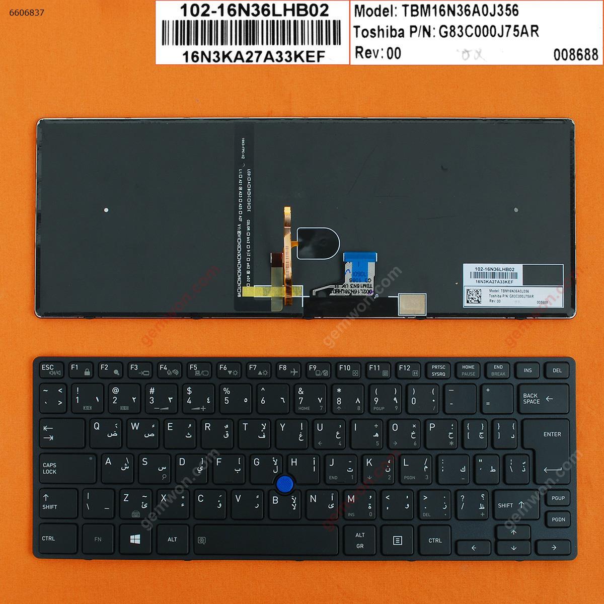 Picture of New Replacement Laptop Keyboard For Toshiba Tecra X40-D BLACK FRAME BLACK （Backlit,With Point stick,WIN8） AR Layout