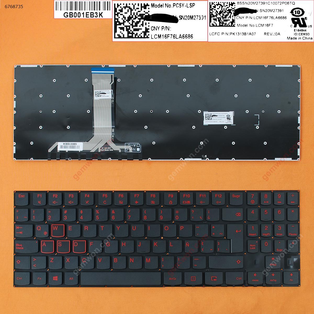 Picture of New Replacement Laptop Keyboard For Lenovo Legion Y520 Y520-15IKB R720 R720-15IKB BLACK(Red Printing,Win8) LA Layout
