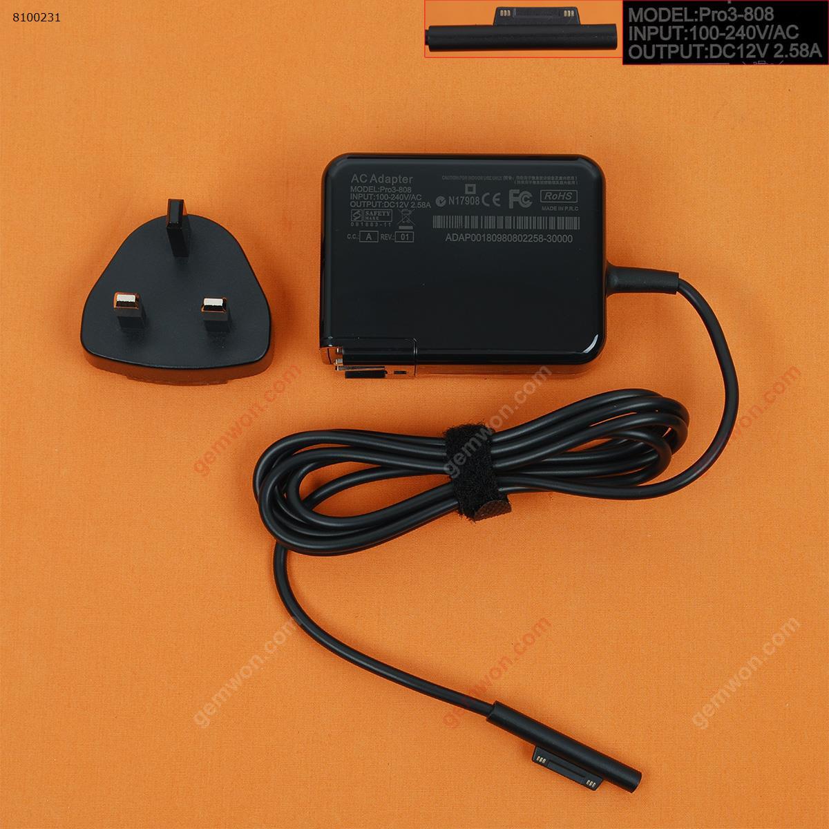 Picture of Microsoft 12V2.58A 31W surface PRO 3/4（Wall Charger Portable Power Adapter）Plug：UK