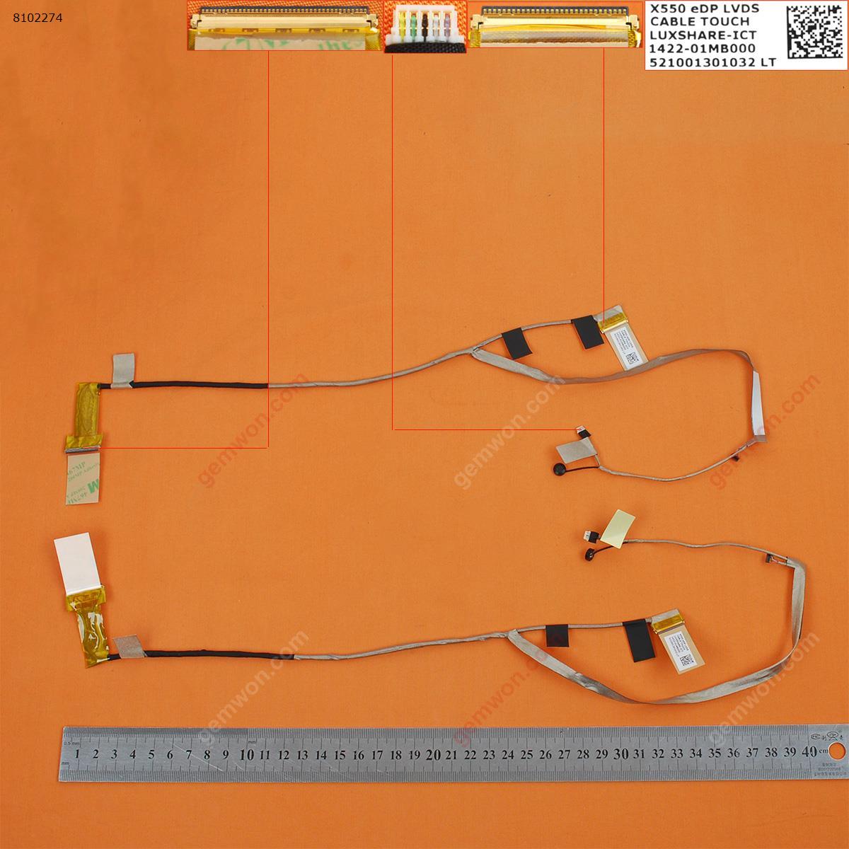 Picture of New LCD Display Screen Cable Replacement  For ASUS X550LC X550LD X550LA X550LB Y581L K550LA,Motherboard Interface 40Pin,LCD Screen Interface 30Pin，With Touch,With mic,ORG