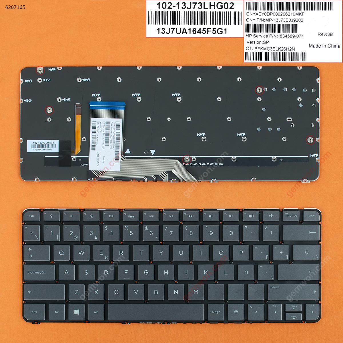 Picture of New Replacement Laptop Keyboard For HP Spectre x360 13-4000 13-4100 13-4200 Gray(Without FRAME Backlit WIN8) SP Layout