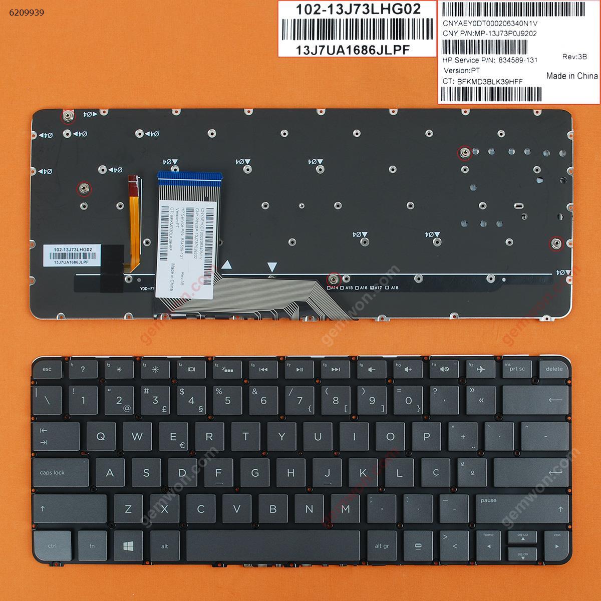 Picture of New Replacement Laptop Keyboard For HP Spectre x360 13-4000 13-4100 13-4200 Gray(Without FRAME Backlit WIN8) PO Layout
