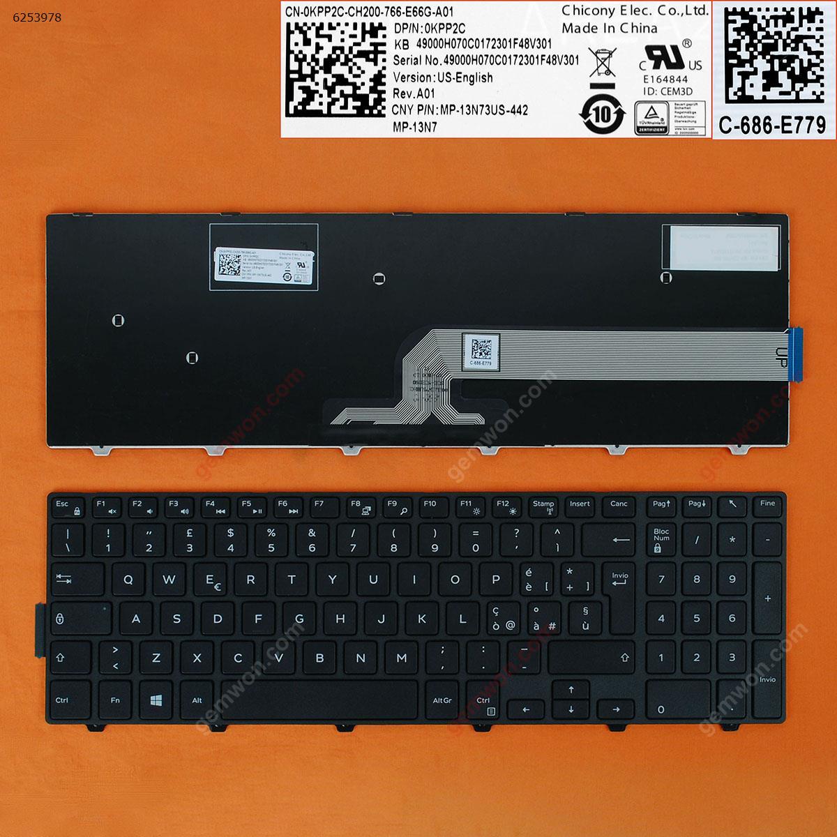 Picture of New Replacement Laptop Keyboard For Dell Inspiron 15-5000 Series 5547 5521 5542 BLACK FRAME BLACK (Win8) IT Layout