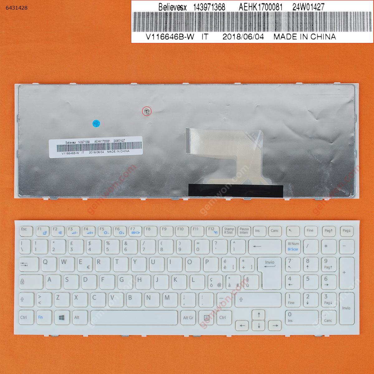 Picture of New Replacement Laptop Keyboard For SONY VPC-EH WHITE FRAME WHITE WIN8 IT Layout