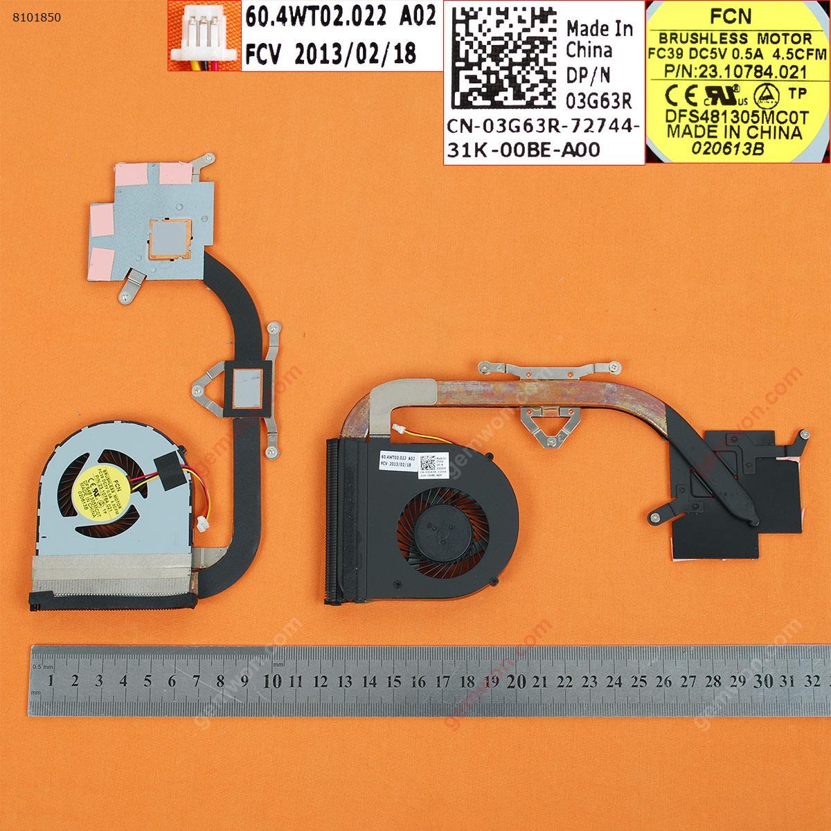 Picture of New Replacement CPU Cooling Fan For DELL Inspiron 14R 3421 5421(Independent Graphics,Heatsink) 60.4WT02.011     03G63R CN-03G63R-60362-28G-0211-X02    23.10784.021    DFS481305MC0T Layout