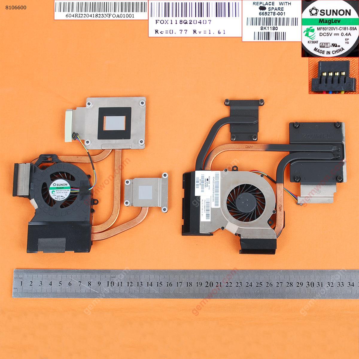 Picture of New Replacement CPU Cooling Fan For HP DV7-6000 DV6-6000(For AMD,Independent Graphics ,Heatsink) 665278-001   KSB0505HB-BH18    AD6505HX-EEB    MF60120V1-C181-S9A Layout
