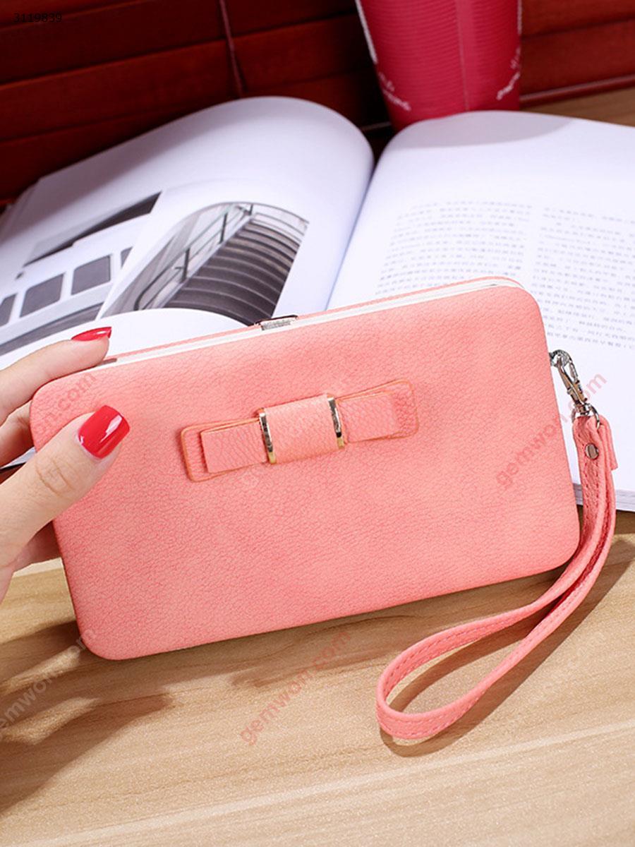 Picture of Multifunctional creative ladies wallet long bow mobile phone bag large capacity bag，pink