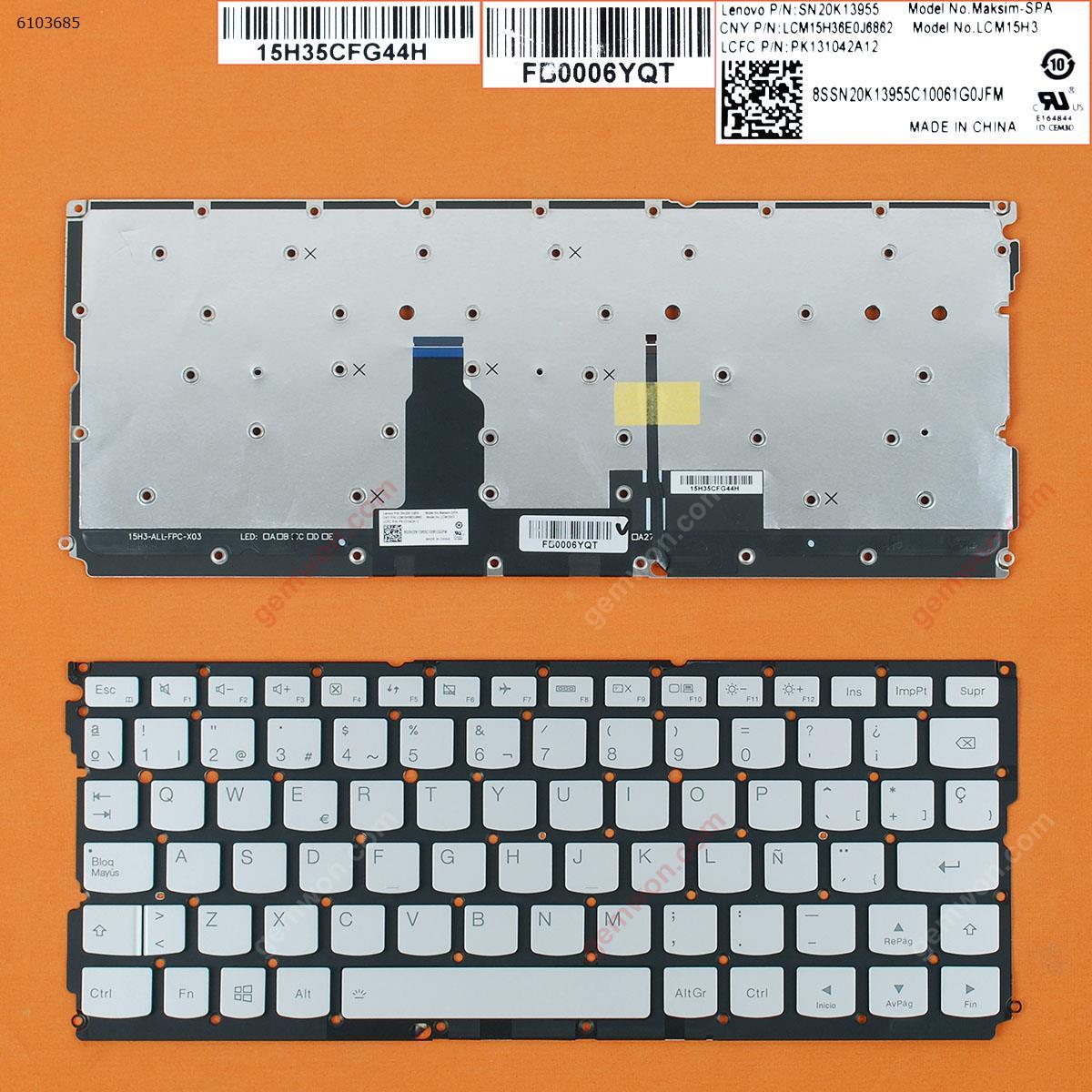 Picture of New Replacement Laptop Keyboard For LENOVO IdeaPad Air12 Air 12 YOGA 900S-12ISK SILVER (Backlit,Without FRAME,Win8) SP Layout
