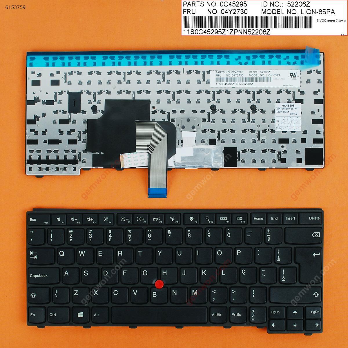Picture of New Replacement Laptop Keyboard For Thinkpad T440 T440P T440S BLACK FRAME BLACK(With Point stick,With 4 Screws,Win8 ) BR Layout