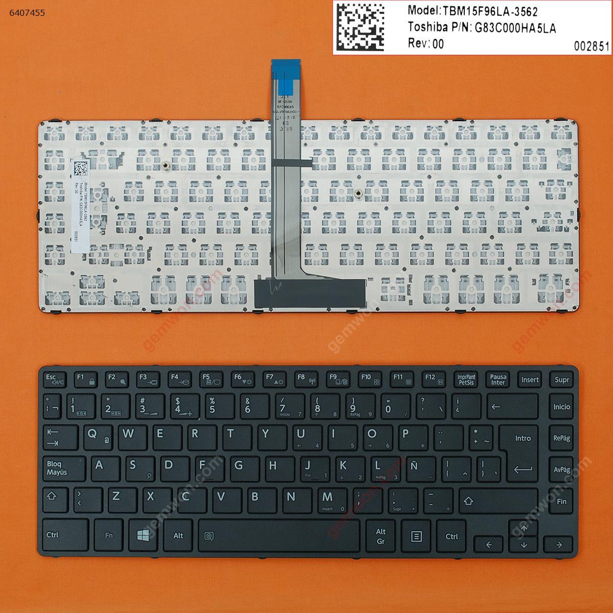 Picture of New Replacement Laptop Keyboard For Toshiba Tecra R40-C BLACK FRAME BLACK WIN8 LA Layout