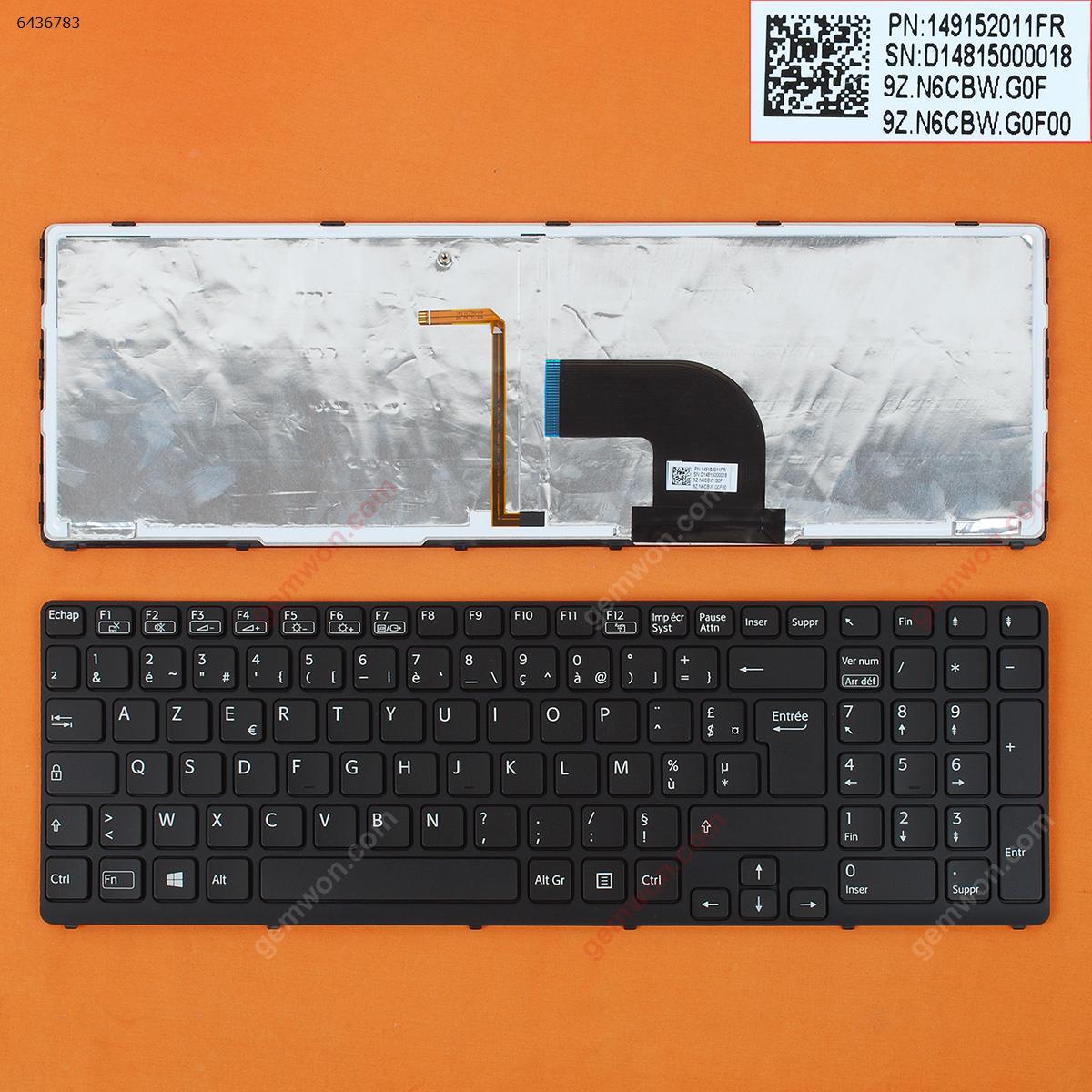 Picture of New Replacement Laptop Keyboard For SONY SVE17 BLACK FRAME BLACK(Backlit) WIN8 FR Layout
