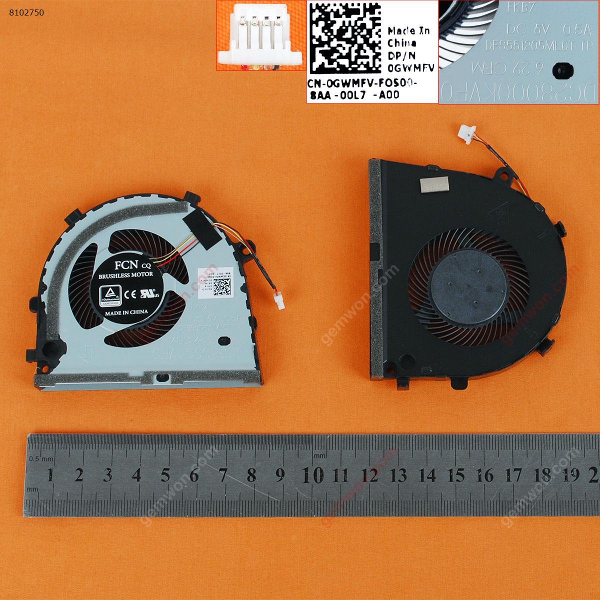 Picture of New Replacement CPU Cooling Fan For DELL G3 G3-3579 G5-5587(For GPU fan,Original，Version 1) 0GWMFV       DC28000KVF0    DFS551205ML0T Layout