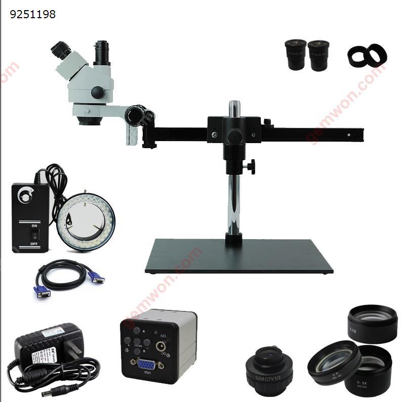 Picture of 3.5X ~ 90X trinocular guide stereo zoom microscope with HD VGA video camera 25cm distance light source LED phone repair