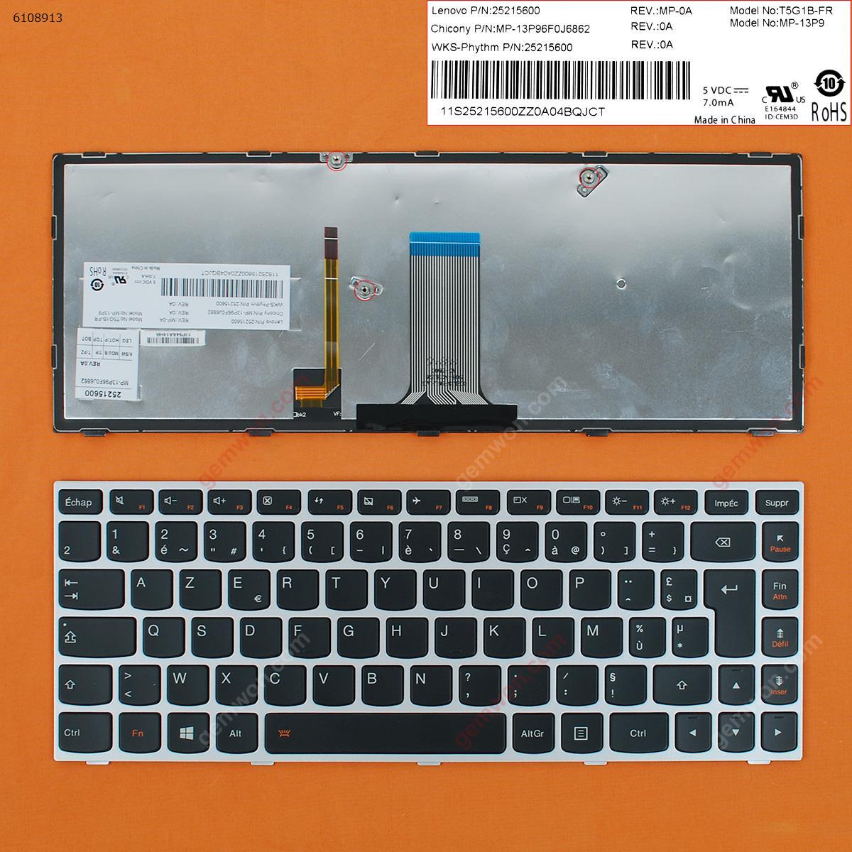 Picture of New Replacement Laptop Keyboard For LENOVO G40-70 Flex 2 14 SILVER FRAME BLACK(Backlit For Win8) FR Layout