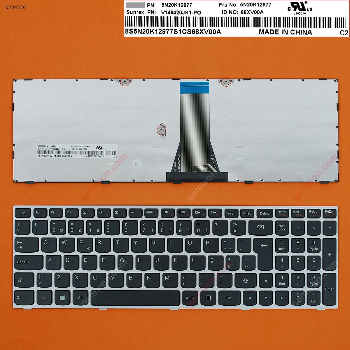 Picture of New Replacement Laptop Keyboard For LENOVO G50-70 SILVER FRAME BLACK WIN8 PO Layout
