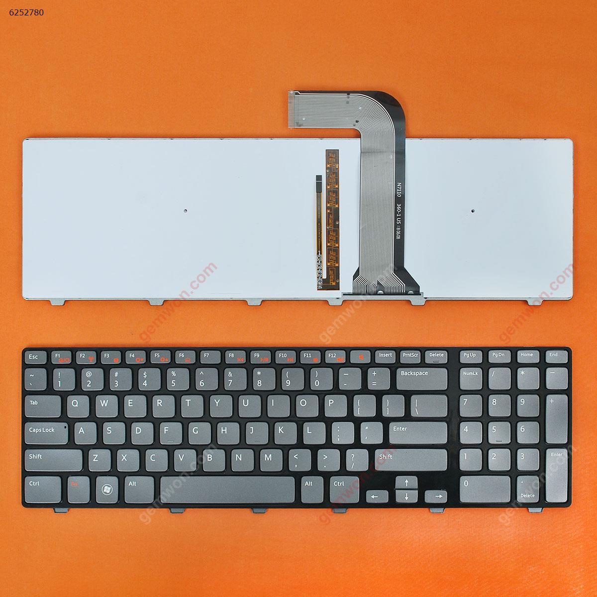 Picture of New Replacement Laptop Keyboard For DELL NEW Inspiron 17R N7110 BLACK FRAME GRAY(Backlit) US Layout