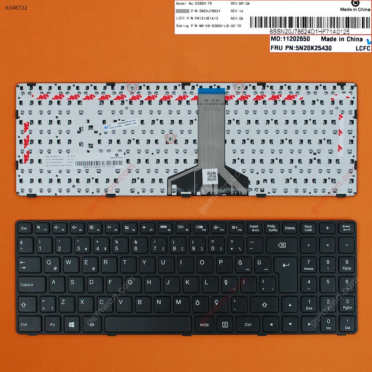 Picture of New Replacement Laptop Keyboard For LENOVO Ideapad 100-15IBD BLACK FRAME BLACK WIN8(Long Cable) TR Layout