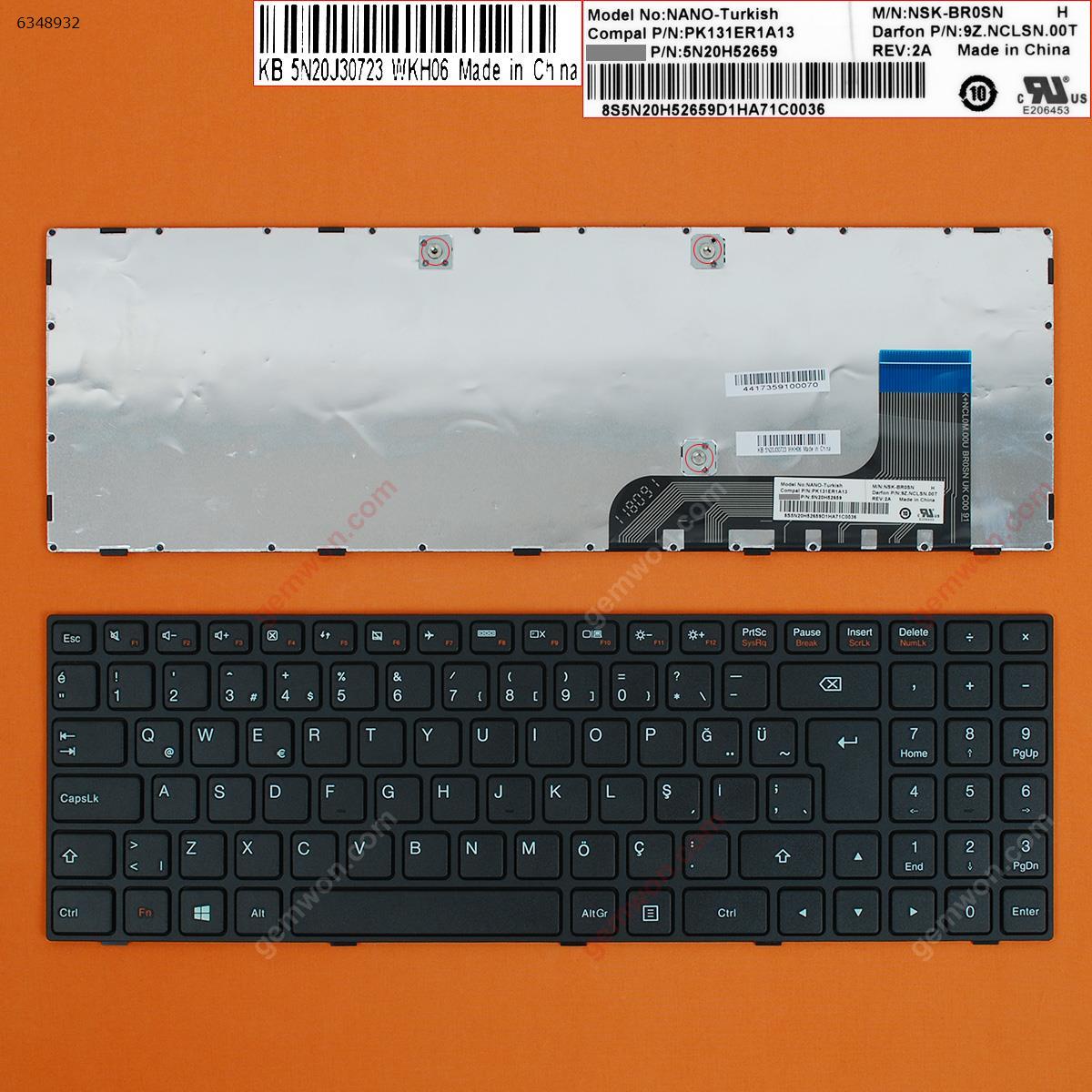 Picture of New Replacement Laptop Keyboard For LENOVO Ideapad 100-15IBY BLACK FRAME BLACK WIN8 TR Layout
