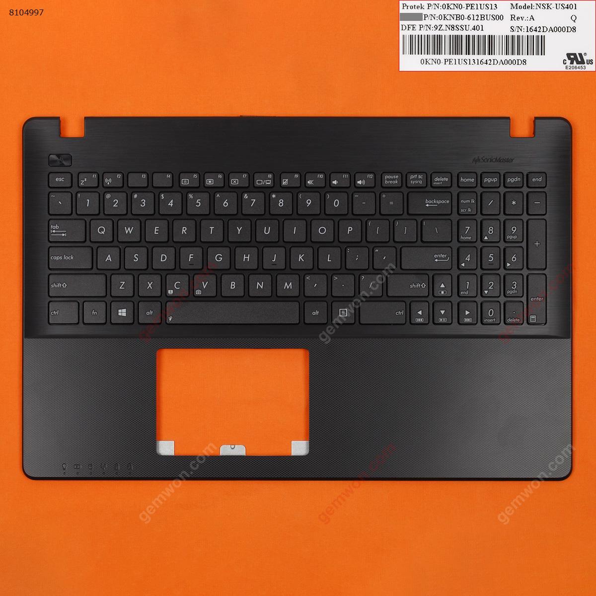 Picture of New Replacement Laptop Cover For Asus X550 X550C A550 F550 X550V Y581C palmres with US keyboard case Upper cover BLACK