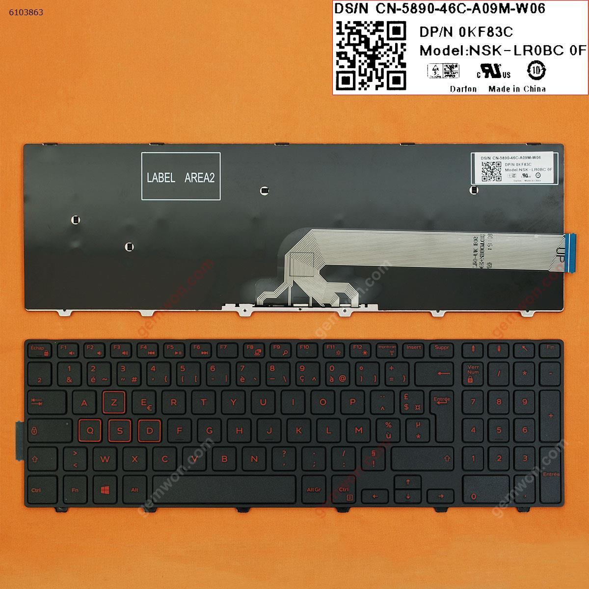Picture of New Replacement Laptop Keyboard For DELL Inspiron Gaming 15-7559 BLACK FRAME BLACK (Red Printing,Win8) FR Layout