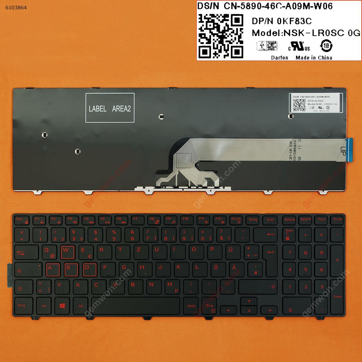 Picture of New Replacement Laptop Keyboard For DELL Inspiron Gaming 15-7559 BLACK FRAME BLACK (Red Printing,Win8) GR Layout