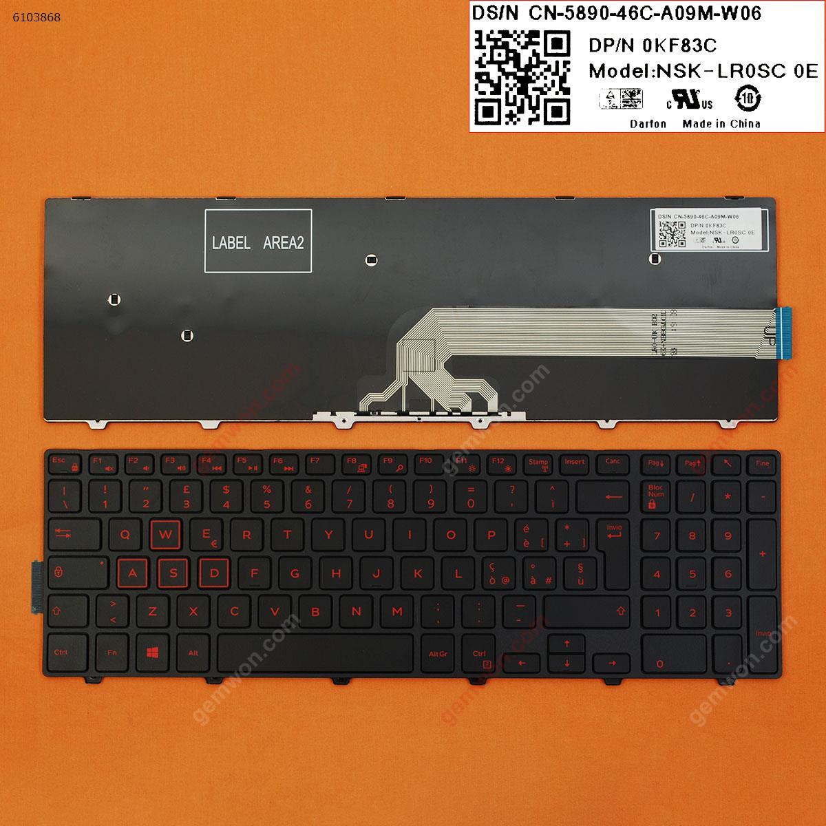 Picture of New Replacement Laptop Keyboard For DELL Inspiron Gaming 15-7559 BLACK FRAME BLACK (Red Printing,Win8) IT Layout