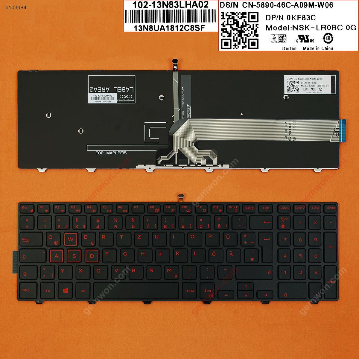 Picture of New Replacement Laptop Keyboard For DELL Inspiron Gaming 15-7559 BLACK FRAME BLACK (Red Backlit,Red Printing,Win8) GR Layout