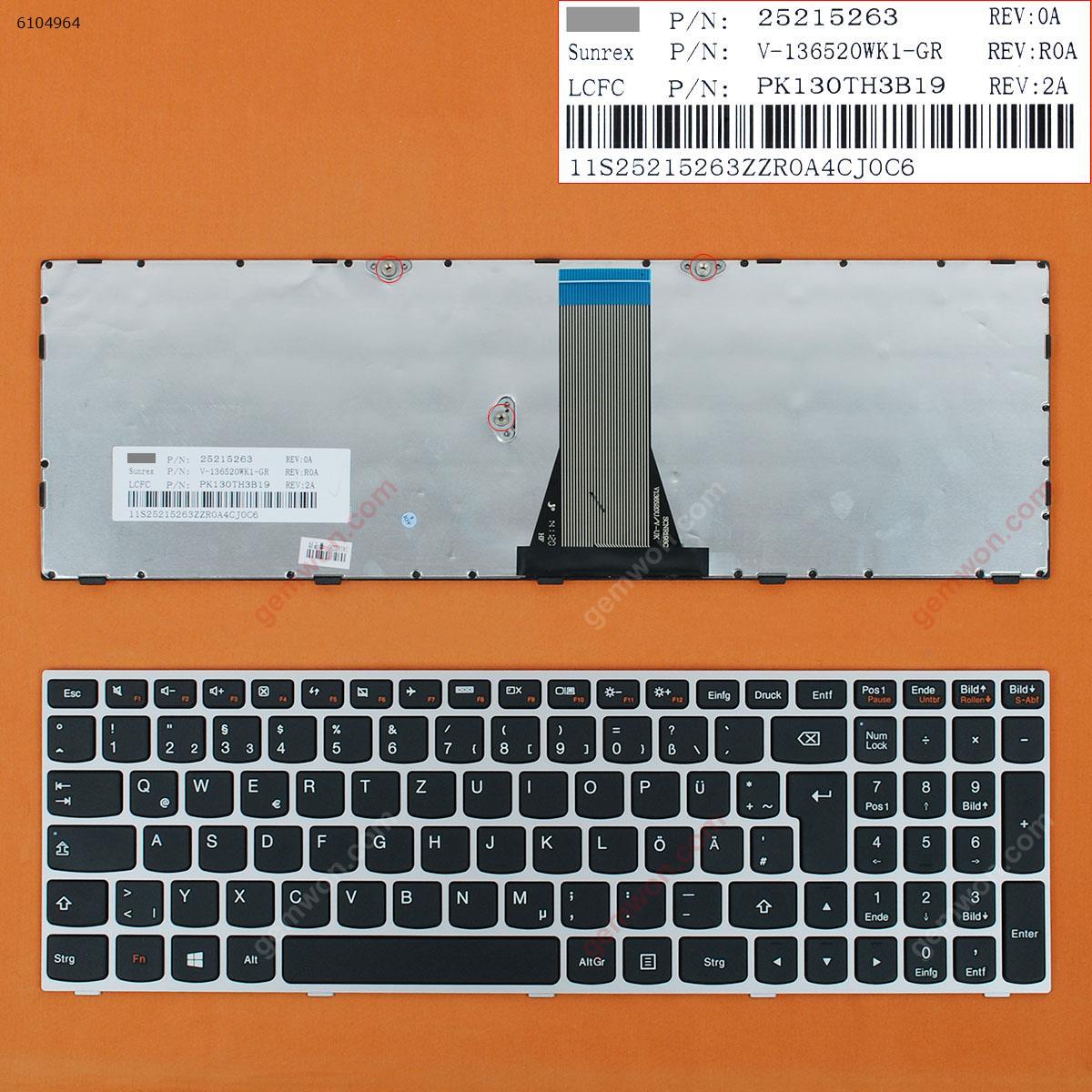 Picture of New Replacement Laptop Keyboard For LENOVO G50-70 SILVER FRAME BLACK win8 GR Layout