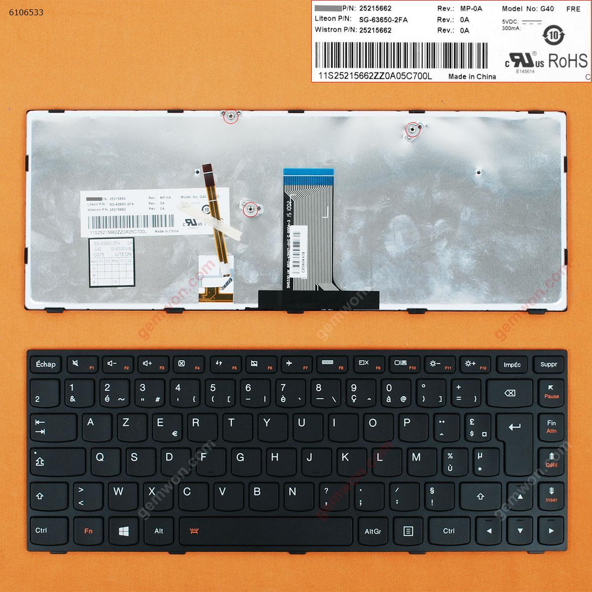 Picture of New Replacement Laptop Keyboard For LENOVO G40-70 Flex 2 14 BLACK FRAME BLACK(Backlit,For Win8) FR Layout