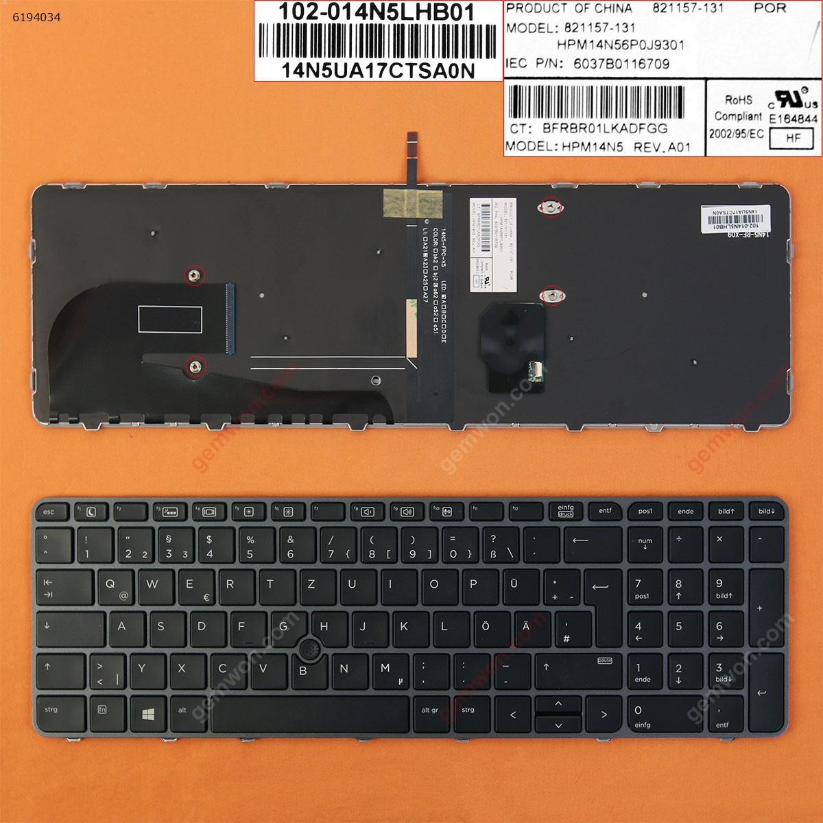 Picture of New Replacement Laptop Keyboard For HP EliteBook 755 G3 850 G3 850 G4 ZBook 15u G3 G4 GRAY FRAME BLACK (with point,Backlit,Win8) GR Layout