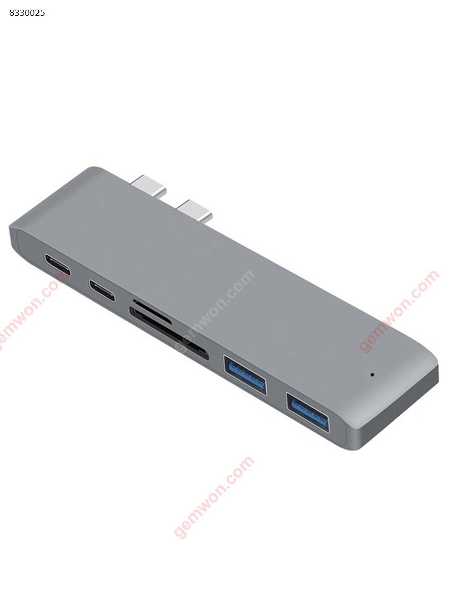 Picture of Dual type-c hub hub + card reader + PD charging 4K HD macbook converter (gray)