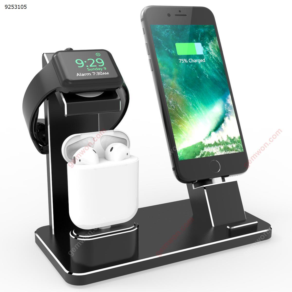 Picture of Multi-function three-in-one for Apple mobile phone watch headset charging base all aluminum charging stand (black)