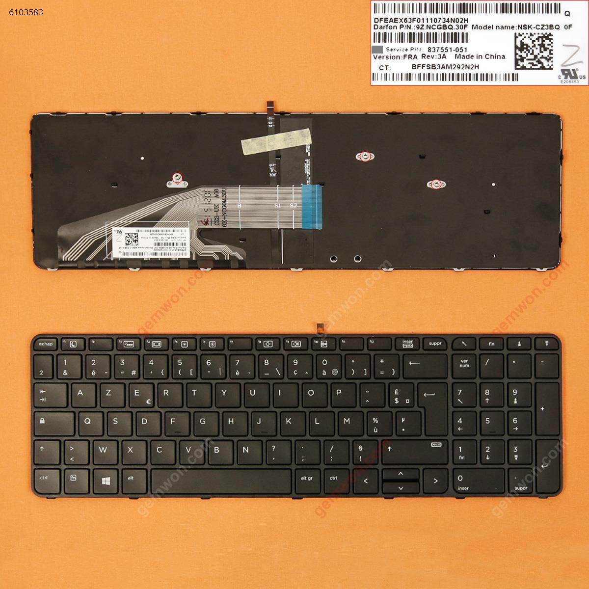 Picture of New Replacement Laptop Keyboard For HP ProBook 450 G3 455 G3 470 G3 BLACK FRAME BLACK(Backlit For Win8) FR Layout
