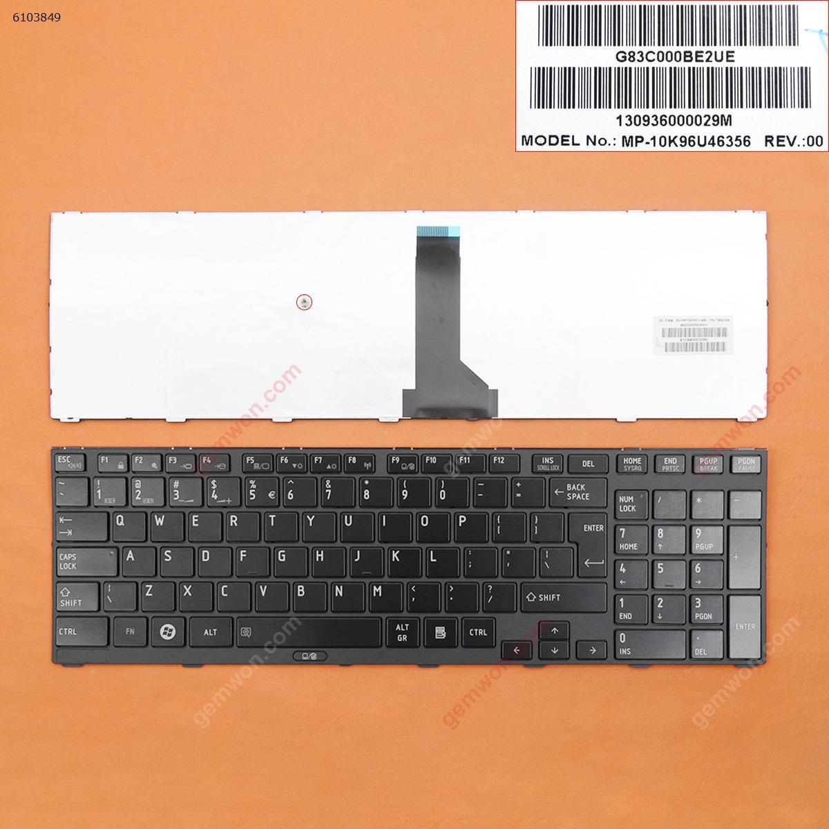 Picture of New Replacement Laptop Keyboard For TOSHIBA Tecra R850 BLACK FRAME GLOSSY(Without Point stick) UI Layout