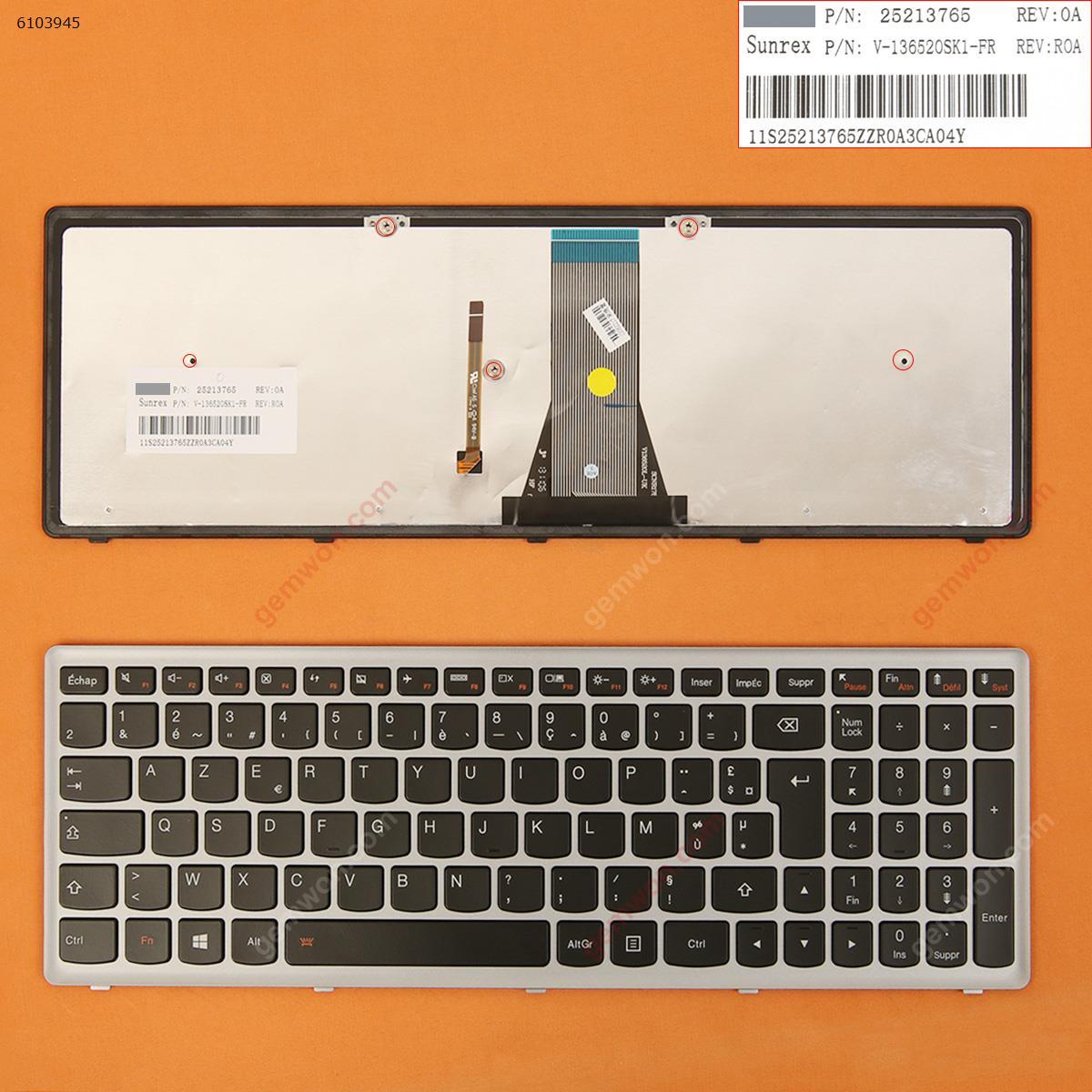 Picture of New Replacement Laptop Keyboard For LENOVO G500S S500 flex 15 SILVER FRAME BLACK Backlit (For Win8) FR Layout