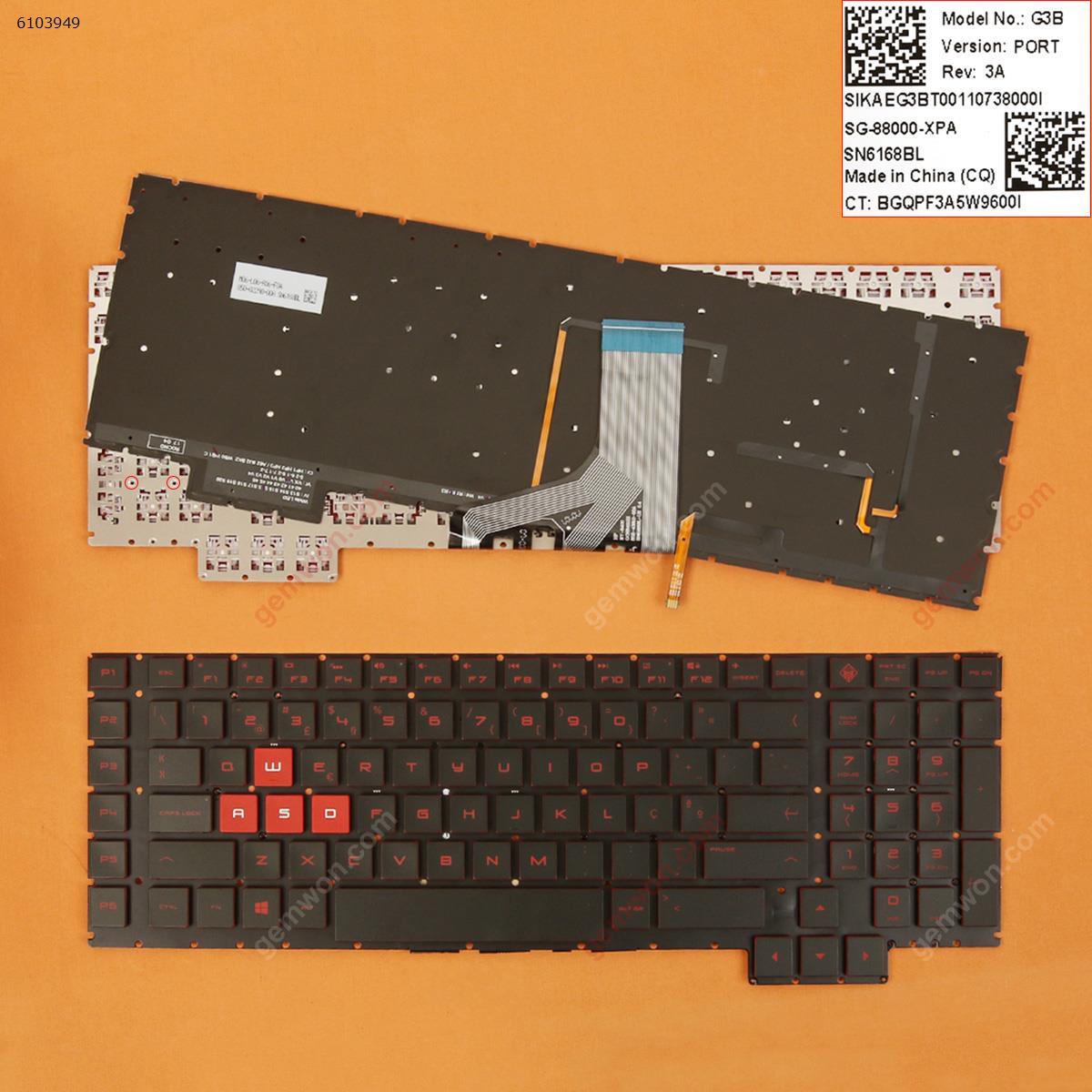 Picture of New Replacement Laptop Keyboard For HP Omen 17-AN000 17-AN001CA 17-AN008CA 17-AN010CA 17-AN020CA BLACK (Backlit,Without FRAME,Red Printing,Win8) PO Layout