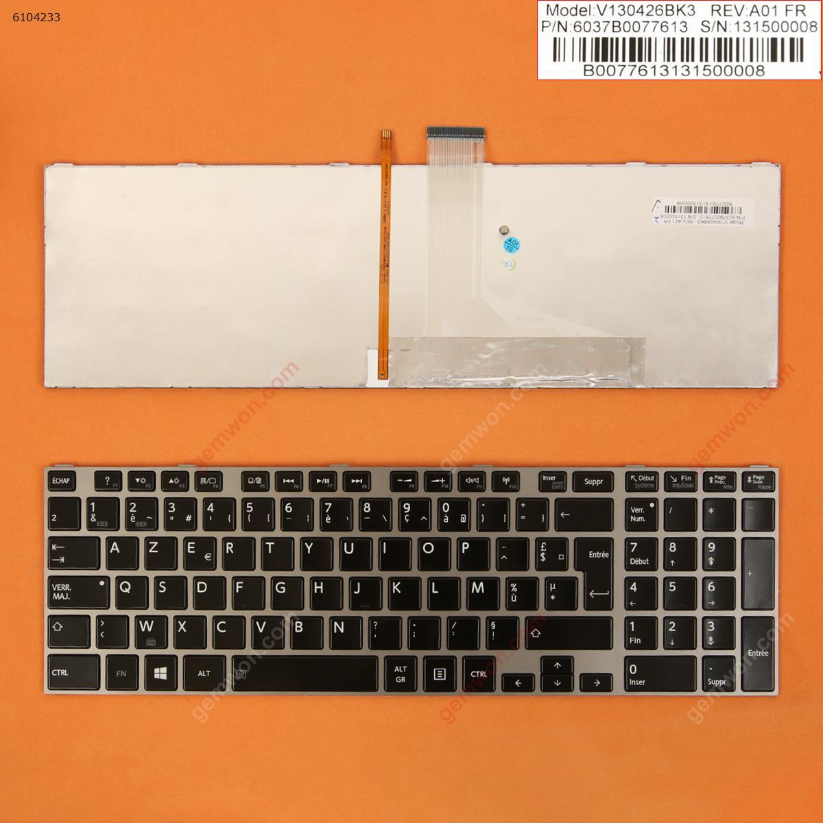 Picture of New Replacement Laptop Keyboard For TOSHIBA L850 Silver FRAME GLOSSY (Backlit,For Win8) FR Layout