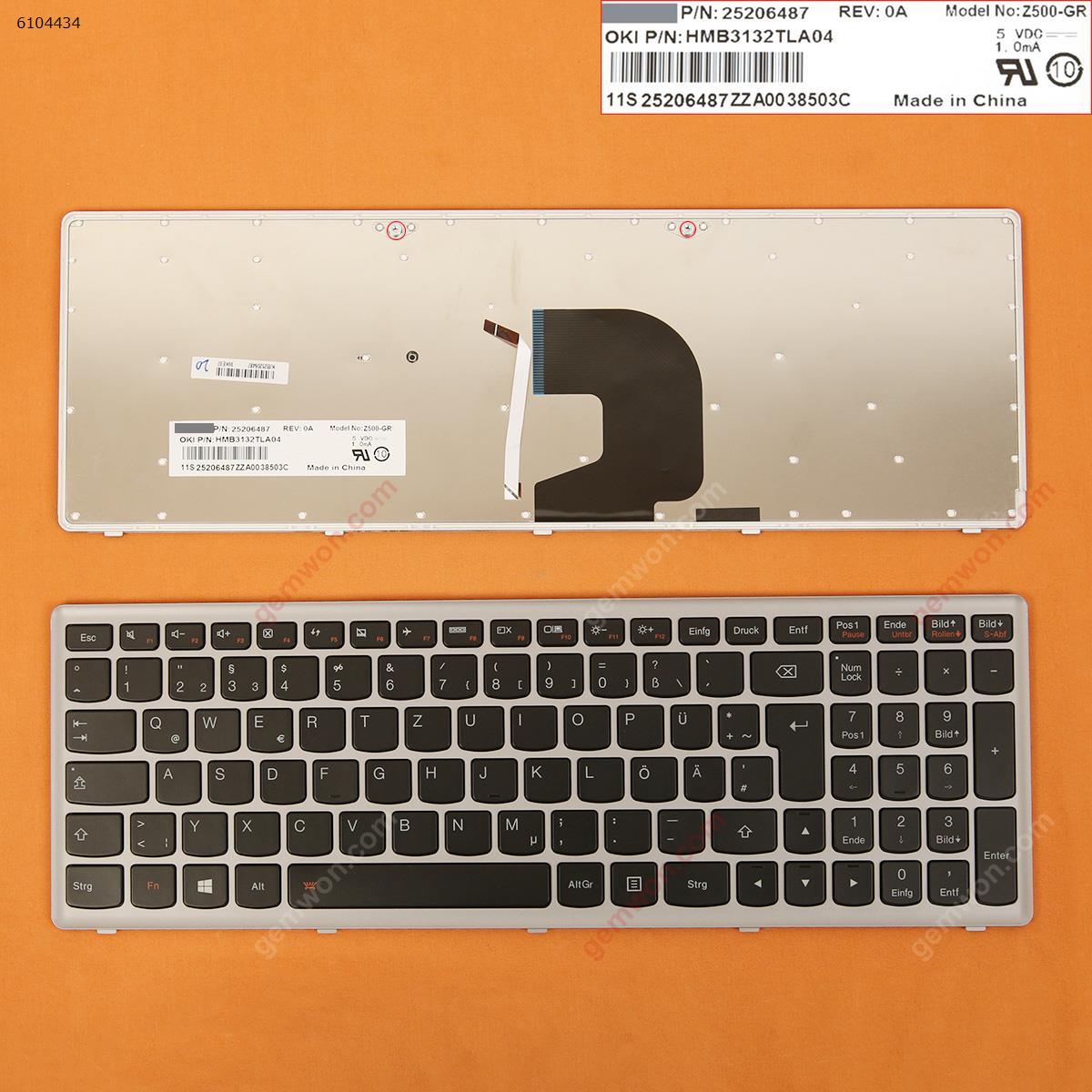 Picture of New Replacement Laptop Keyboard For LENOVO Z500 SILVER FRAME BLACK(Backlit,For Win8) GR Layout