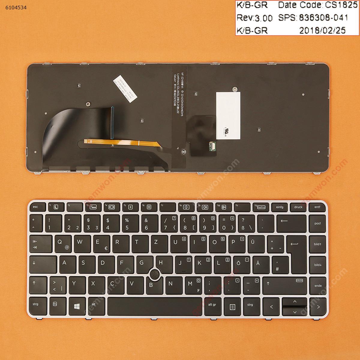 Picture of New Replacement Laptop Keyboard For HP EliteBook 840 G3 SILVER FRAME BLACK (with point,Backlit,Win8) GR Layout