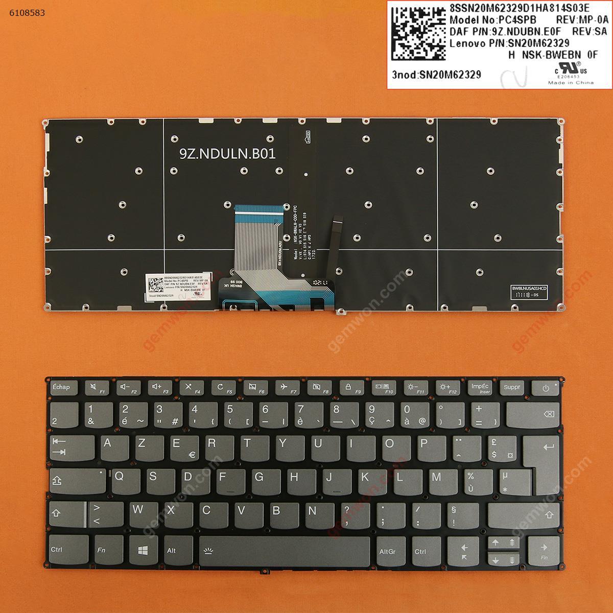 Picture of New Replacement Laptop Keyboard For Lenovo IdeaPad 720s-14ikb 720s-14ikb GRAY (Backlit,Without FRAME,WIN8) FR Layout