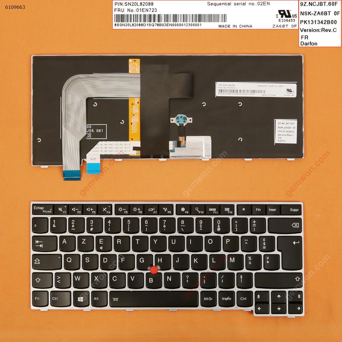Picture of New Replacement Laptop Keyboard For ThinkPad T460S Silver FRAME BLACK (Backlit,For Win8) FR Layout