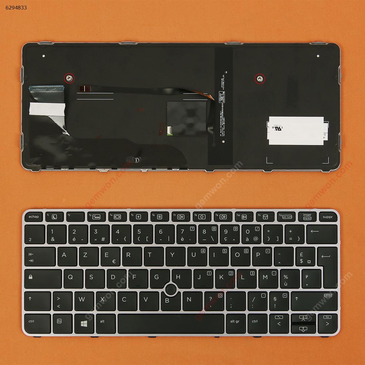 Picture of New Replacement Laptop Keyboard For HP EliteBook 820 G3 SILVER FRAME BLACK (Backlit,with point,Win8) FR Layout