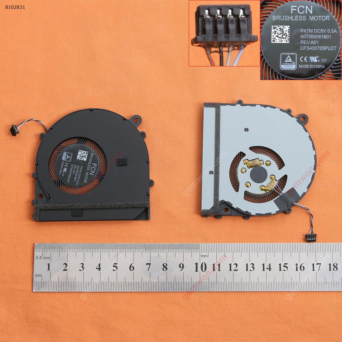 Picture of New Replacement CPU Cooling Fan For Xiaomi PRO15.6" (For CPU fan,Original) 6033B0061601   ND55C05-17E22 6033B0059201 Layout