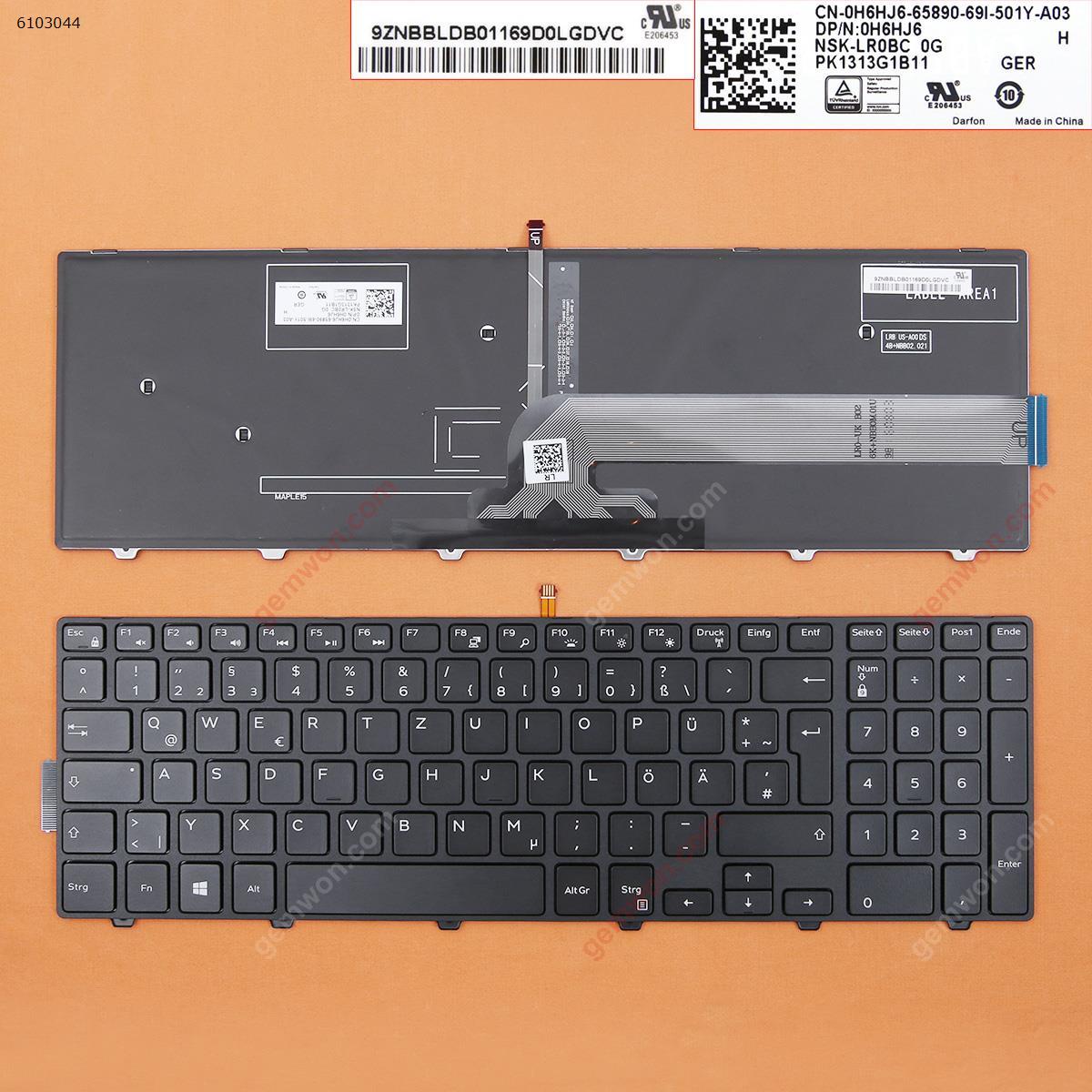 Picture of New Replacement Laptop Keyboard For Dell Inspiron 15-5000 Series 5547 5521 5542 BLACK FRAME BLACK(Backlit,Win8) GR Layout